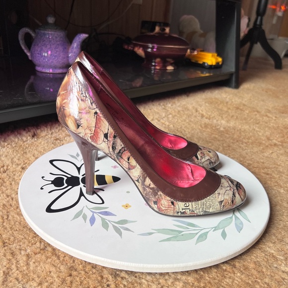 Naughty Monkey Womens Headliner Print Pumps Stiletto High Heels Round Toe. - Picture 7 of 17